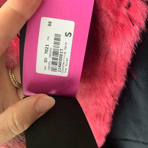 Save The Queen Eco Shearling Jacket Black Small - Picture 4 of 14